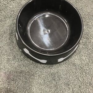 Black Dog Bowl with Bone Design